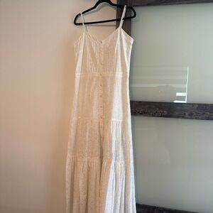 Veronica Beard White Tiered Maxi Dress